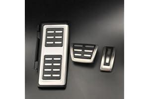 CUNLUNA Auto Edelstahl Gas Kraftstoff Bremse Fußstütze Pedal Pad Abdeckung für VW Golf 7 MK7 Golf 8 MK8 Passat B8 Tiguan Jetta Audi A3 Skoda Octavia,at 3pcs