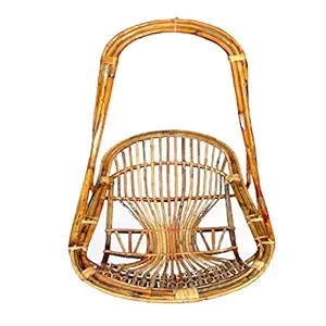 STMMZ Bamboo Cane Swing Chair Cane jhula with Cushion & Hanging Hook (Brown)