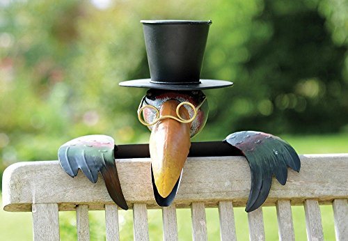 Zaungucker, Zaunhocker, Balkonfigur Eisen, Gartenfigur Zaundeko Rabe