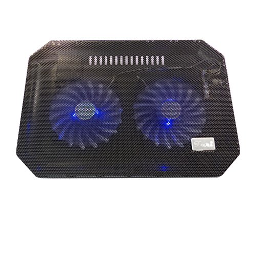 LS Premium Notebook Kühler LS-S200A | Laptop Cooling Pad Ständer| 2x Lüfter / 14 cm Fan | mit 2 x USB HUB und blaue LED | 10″-15″ Zoll - 5