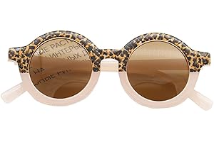 BANGNA Bambin Enfants Mignon léopard Lunettes de Soleil Rondes Protection UV bébé Fille garçon Mignon Ours Forme Enfants activités de Plein air