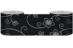 GOUIERYLIN Papel pintado frontera blanco y negro jazmín de invierno habitación de los niños espesar impermeable vinilo cubierta fronteras decoración del hogar azulejos decoración etiqueta 10cm X 500cm