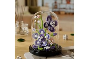 La Fabrique Dracolume Orchidée sous Cloche à Monter – Fleur DIY Style Lego – Décoration Maison Élégante, Cadeau Original pour Femme, Anniversaire, Saint-Valentin