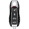 M.JVisun Genuine Carbon Fiber Key Fob Cover For Porsche 718 911 Carrera 918 Spyder Boxster 981 Cayenne 92A Cayman 981 For Macan For Panamera 970 Smart Car Remote Key Replacement Case - A Style - Black