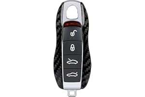 M.JVisun Fibre de Carbone Porte-clés Remplacement Couverture de Clé de Voiture pour Porsche 718 911 Carrera 918 Spyder Boxster 981 Cayenne 92A Cayman 981 Pour Macan Pour Panamera 970 - Noir