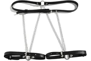 TOEECY Punk Chaîne de Corps en Cuir Noir Chaînes de Taille Chaîne de Jambe Harnais Ceintures Réglable Chaîne de Corps Jarretelles Plage Boîte de Nuit Fête Accessoires de Corps pour Femmes