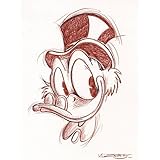 Original Rötelzeichnung auf Zeichenkarton: Dagobert Duck Scrooge / 24x32 cm
