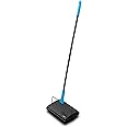 Addis Carpet Sweeper Manual Roller Floor Cleaning for Hard Floors and Carpets, Non Electric manual push, supplied with comb brush cleaner, Black Blue