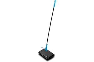 Addis Carpet Sweeper, Manual Scooter, Floor Cleaning for Hard Floors and Carpets, Non-Electric, Manual Push, Supplied with Comb Brush Cleaner, Black and Orange
