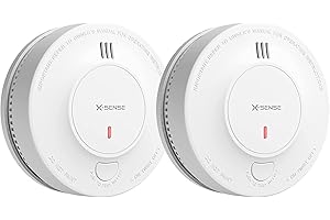 X-Sense Detector de Humo Mejorado batería de 10 años, Alarma de Incendio con Sensor fotoeléctrico, Alarma de Incendio certificada CE y EN14604, SD19, 2 Piezas
