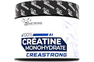 VITASTRONG. Créatine Monohydrate 3000mg CreaStrong Pure, Créatine Poudre Sans Additifs pour Pre Workout et Post Workout, Alternative aux Creatine Gelules et Comprimés, Créatine Vitastrong 250g Soluble Certifiée
