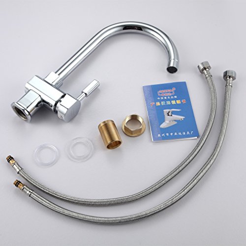 Auralum® Waschtischarmatur Einhandmischer Wasserhahn Spültisch Waschbecken Armatur inkl. 2x Flexible Schläuche - 6