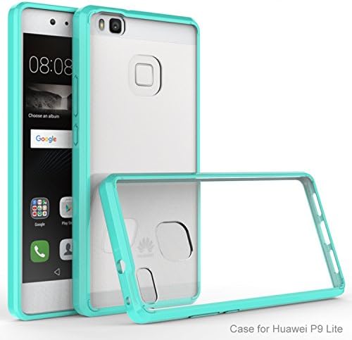 Clear Case for Huawei P9 Lite, Fukalu [Clear Cushion] Premium Clear Hard Back Panel + TPU Bumper for Huawei P9 Lite - Shock Absorbing + Scratch Resistant Frame Cover Case (Green)