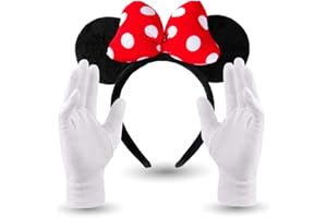 TK GRUPPE TIMO KLINGLER 2 in 1 - Costume da Minnie Mouse con mini orecchie da topo e guanti per donna a carnevale e festa in maschera (set)