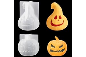 Zayookey 2 Pièces Moule en Silicone Citrouille Moule Halloween Bougie Résine Pumpkin Resin Mold Moulle de Moulage Savon DIY Décoration d'halloween