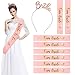 Produktbild WENTS Deko Accessoires für Junggesellinnenabschied, Rosé Gold Team Braut Schärpe 8pcs + Braut Krone Haarreif Stirnband für Braut to be, Hochzeit, Junggesellinnenabschied deko