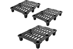 EMPOTEC Palet - Palé de 80 x 60 x 14 cm. Peso: 2,3 kg. Medio 1/2 palé de plástico muy resistente, color negro. Ideal para envíos con borde perimetral. Capacidad estática: 600 kg. Capacidad dinámica: 250 kg.