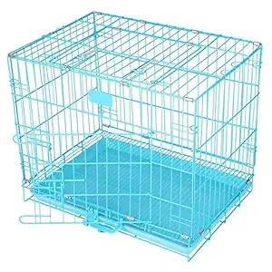 pet zone India Dog Cage with Removable Tray for Dogs/Rabbit Blue 30 Inch