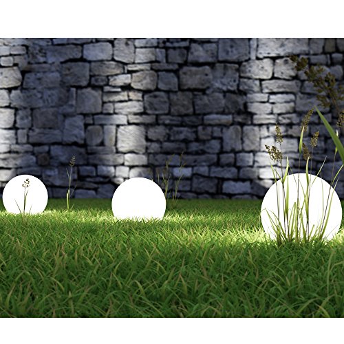 Kugelleuchte 3er Set Farbwechsel Lampe Lichtkugel Kugellampe Gartenleuchte Gartenlampe Set 20/30/40cm wahlweise mit RGB LED (Weiß) - 3