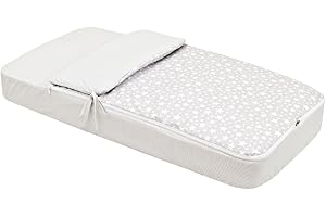 Cambrass - Saco Cuna nórdico con Cremallera - Ropa de Cuna Ajustable con Gomas - Saco de Dormir bebé desenfundable Sirve Tanto para Verano como para Invierno - Star Gris 60x120x3 cm
