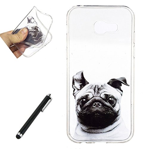Samsung Galaxy A3 2017 Hülle,Galaxy A3 2017 Bumper Cover,Beddouuk Ultra Slim Klar Transparent Silikon TPU Flexible Weich Gel Back Case Schutzhülle,Kreativ Muster Design Crystal Durchsichtig Handy Hülle Etui Schale für Samsung Galaxy A3 2017-Hund