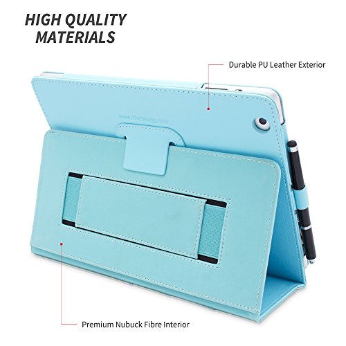 Snugg iPad Hülle – Smart Cover mit Aufsteller, elastischer Handschlaufe, Stylus-Halterung und Premium Nubuck Innenfutter Blau babyblau iPad 3 & 4 Executive - 5