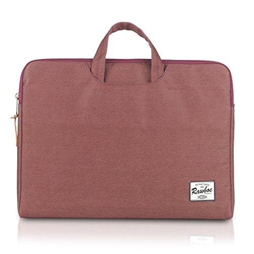 Laptop Hülle Rawboe® Jeansstoff 15,4 Zoll Apple MacBook ProRetina Hülle Tasche/15-15,6 Zoll Laptophülle /15,6 Lenovo Laptop Notebook Computer Hülle/Pouch Cover / Tablet Hülle mit Tragegriffen, haltbarer extra Schutz einfacher Gleit-Reisverschluss mit stylischem Ledergriff wasserdicht und bruchsicher Laptop Tasche Hülle Aktentasche Tragetasche für MacBook Pro Retina / Laptop Notebook / Chromebook / Ultrabook Computer für Apple / Samsung / Acer / HP / Lenovo – kastanienbraun - 2
