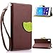 Produktbild Sony Xperia M4 Aqua Lederoptik PU Leder Hülle (Frei 2 in 1 Ball Touch Pen) CaseHome Nature Blatt Etui Magnetverschluss Stil PU-Leder Brieftasche [Standfunktion] Deckel Klapptasche Schale Flip Foliant Schützende Haut Hüllen Mit Wallet Kartenfach Magnetverschluss Standfunktion Handytasche Taljereep Lanyard Strap Tragen Folio Tasche Schutzhülle(Braun Color)