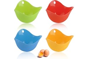ISOI 4 Packs Egg Poacher Cups, Poached Egg Maker for Perfect Poached Eggs – Premium LFGB Grade Silicone Egg Poachers (Multicolor)