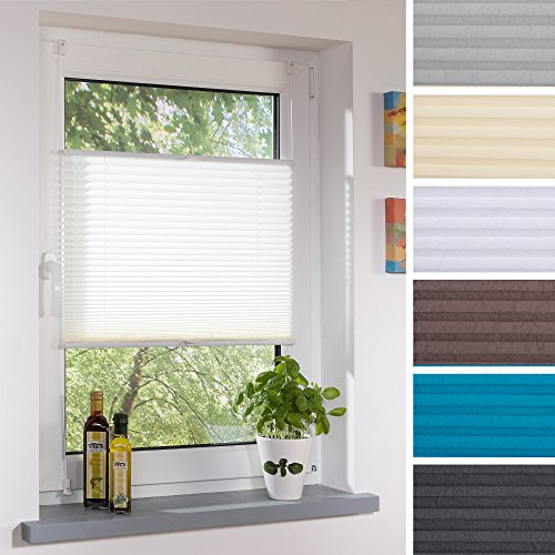 DECOLIA Klemmfix-Plissee verspannt mit Klemmträger, ohne Bohren/Schrauben,"Crush-Struktur", blickdicht, Breite/Höhe: 80 x 130 cm, Farbe: grau