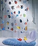 Spirella Anti-Schimmel Duschvorhang Fish Multicolor Anti-Bakteriell, waschbar, wasserdicht Vinyl 180x200cm