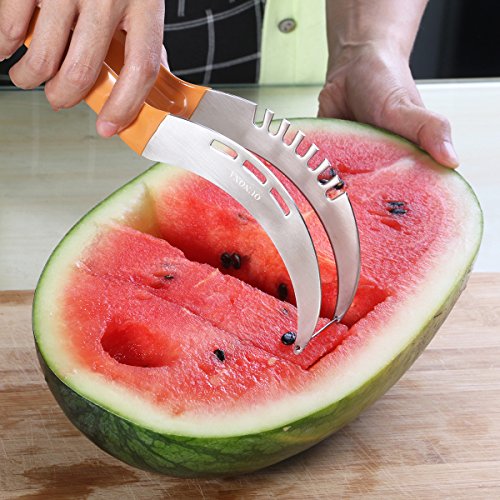 OUNONA Wassermelonen Messer Edelstah und Doppelzweck Melonenausstecher(Orange) - 8