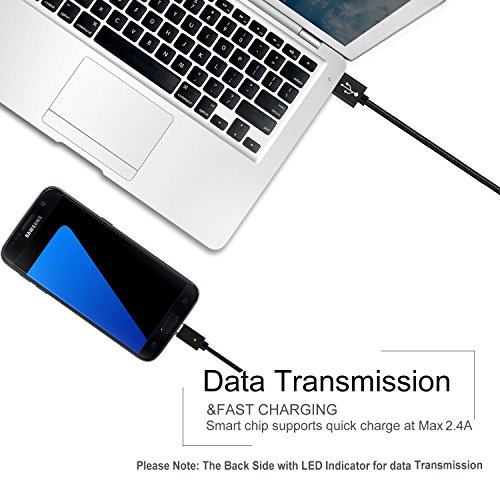 Magnetisches USB Ladekabel DatenKabel[1m/3.3ft],EVIISO Magnetisches High Speed USB 2.0 A Male auf Micro USB Synchronisations und Ladekabel – Geflochtenes 2.4A Schnellladekabel für Android-Geräte, Samsung Galaxy S7 S7 Edge S6, Sony, HTC, Motorola und mehr(Schwarz) - 3