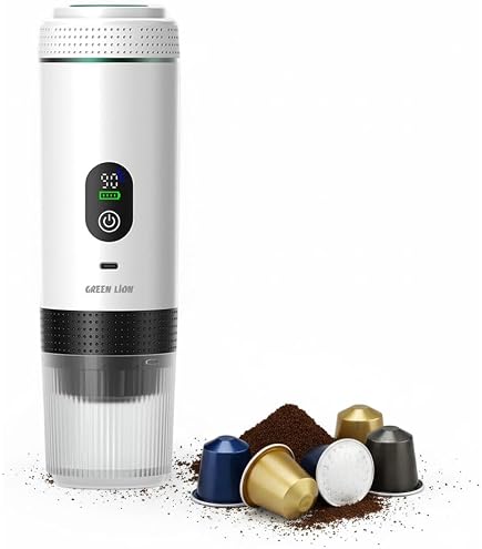 Macchina per caffè espresso portatile 3 in 1, macchina per espresso elettrica auto-riscaldante, caffettiera da viaggio a 19 bar con caffè macinato e cialda NES PRESSO/DolceGusto, grigio spazio