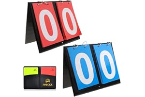 Kaimeilai Flip Sport Tabellone segnapunti, tabellone segnapunti Digitale da 2 Pezzi Segnapunti Portatile a 2 cifre con Set di Carte Arbitro, segnapunti per Basket, Tennis, pallavolo, Scuola, Sport