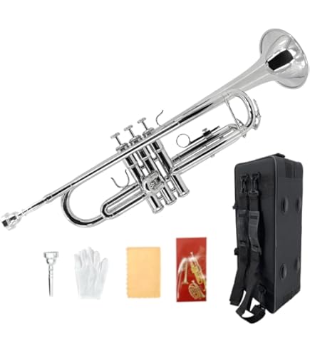 BB Pocket Trumpet Kit Ni Geplated Messing Mini -trompet met 7c Mondstuk Reinigingsstoffen Handschoenen Riem en Draagtas voor Beginners of Studenten