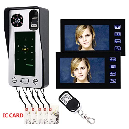 Preisvergleich Produktbild XC 7-Zoll-Fingerabdruck-IC-Karte Videotelefon, Gegensprechanlage mit Zugangskontrollsystem Home-Überwachung, Nachtsichtkamera / 2 Displays