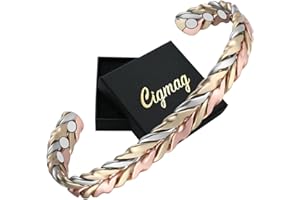 Cigmag 6X Lymphatic Drainage Copper Bracelet for Women Ultra Strength Magnet Solid Pure Copper Magnetic Bracelet Adjustable Cuff Bangle with Present Box (Tricolor Feather)