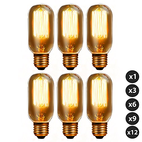 Preisvergleich Produktbild trellonics® langlebiges Premium Qualität Edison Glühbirne 40 W E27 Eichhörnchen Käfig Filament Classic Oval Radio Ventil Form Lampen – erhältlich als Einzelbett, 3, 6, 9, 12 Packungen