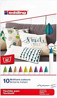 edding 4057305013163 4600 Pochette de 10 Feutres textile Couleurs Fun