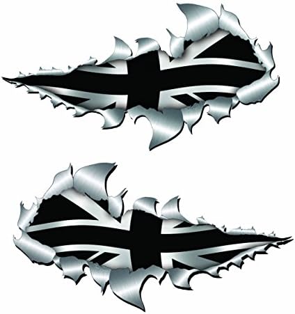 Large size Black Union Jack Flag Metal Rip Open Sticker