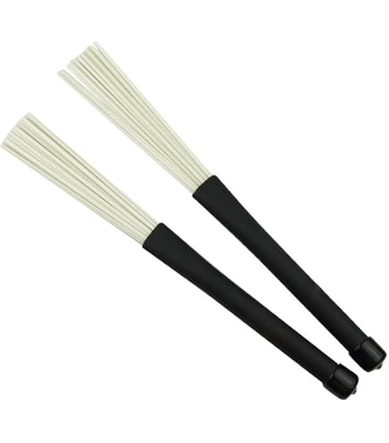 Stagg SBRU15-RN Brosses Polybristle Nylon Pour Batterie - Poignée Caoutchouc, Son Mid-Warm