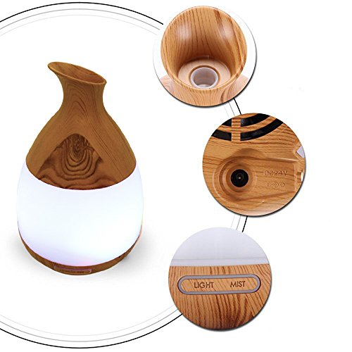 Me Too Aromatherapy Diffuser 120ml Ultraschall-Luftbefeuchter Cool Nebel ätherisches Öl Diffusor mit farbigem LED-Licht für Haus, Baby-Raum, SPA-Wood Grain - 5