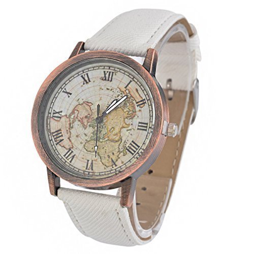 Souarts Damen Weiß Landkarte Armbanduhr Quartz Analog mit Batterie