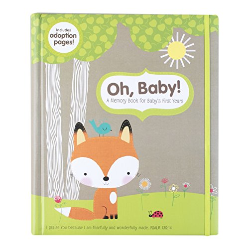 DaySpring Inspirational Baby Memory Book - Spiral Bound Book w Memento Pockets, Forest Friends Collection (80101)