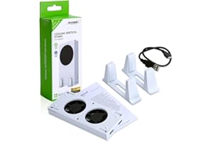 i-Fuel Vertical Stand with Cooling Fans for Xbox Series S Console, 3 Levels Adjustable Fans Rotate Speed with Type-C Power Input, USB Charging and Data Transmission Ports, White