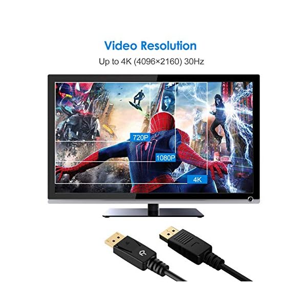 Rankie Cable DisplayPort a DisplayPort, 4K Resolución, 1,8 m, Negro - Image 4
