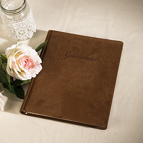 Gästebuch „Indiana“, braun – modernes Gästebuch aus italienischem Wildleder für Ihren Geburtstag oder Ihre Hochzeit - 2
