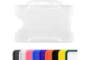 CKB LTD 10x Single Sided Rigid Slide in Open Faced ID Card Badge Holders Horizontal/Landscape Identity Plastic Pass Protector - Holds a 86mm 54mm cr80 Credit Card Sized (Clear)