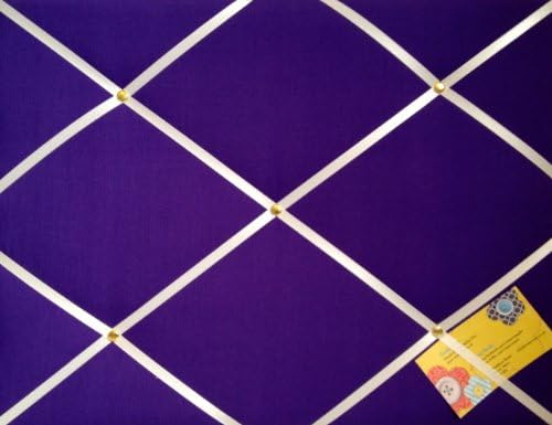 Medium Purple Hand Crafted Fabric Notice / Pin / Memo Board with white ribbon